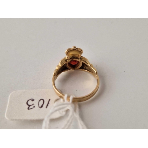 103 - A CLADDAGH ring 9ct size M 3.6 gms