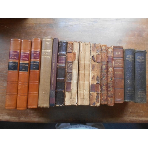 1036 - JUNIUS WOODFALL, H.S. Junius... 3 vols. 1812, London, 8vo cont. hf. cf. rebacked, plus The Genuine L... 