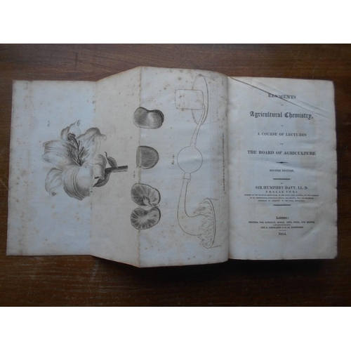 1060 - DAVY, Sir H. Elements of Agricultural Chemistry 2nd. ed. 1814, London, 8vo cont. fl. cf. 10 fldng. e... 