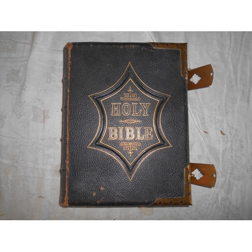 1061 - EADIE, J. Holy Bible c.1880, fl. tooled L. with brass corners & clasps, numerous cold. plts