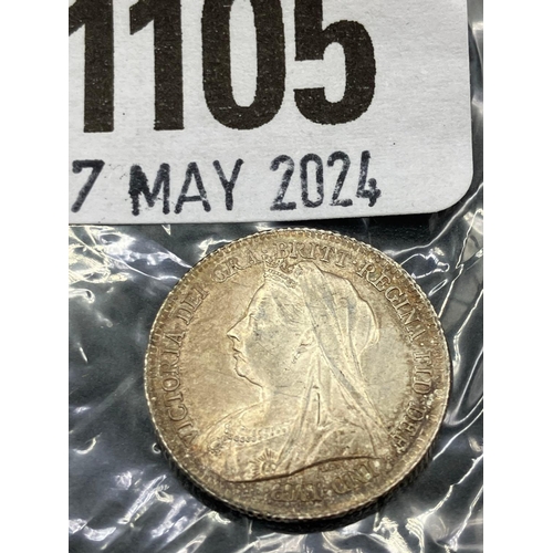 1105 - Sixpence 1901, very good grade