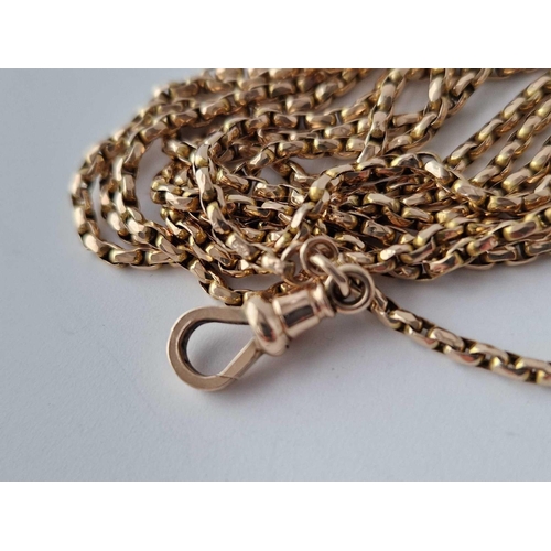 111 - A ANTIQUE GUARD CHAIN 10CT GOLD 59 INCH 22.3 GMS