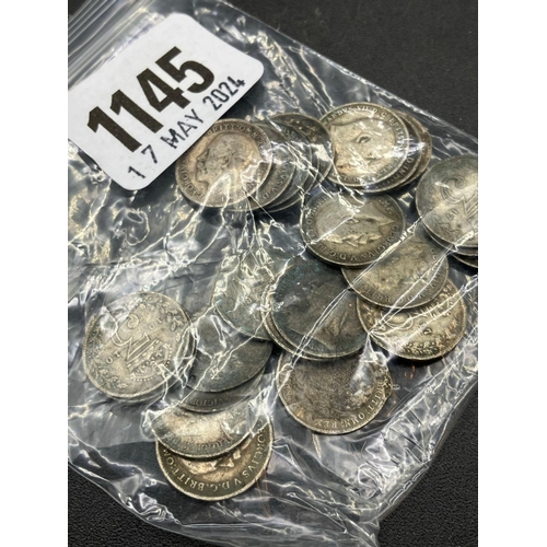 1145 - Pre 1920 silver 3d, 35g