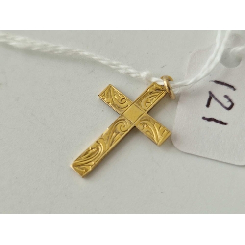 121 - A scroll engraved pendant cross 9ct