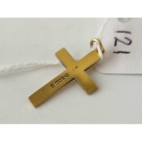 121 - A scroll engraved pendant cross 9ct