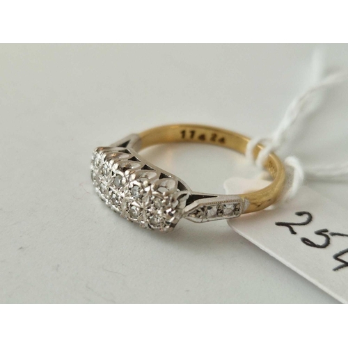 254 - A Edwardian 18ct gold and platinum two row diamond ring size N