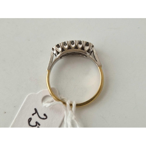 254 - A Edwardian 18ct gold and platinum two row diamond ring size N