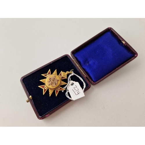 274 - A gold and enamel fob in the form of a cross boxed 9.9 gms