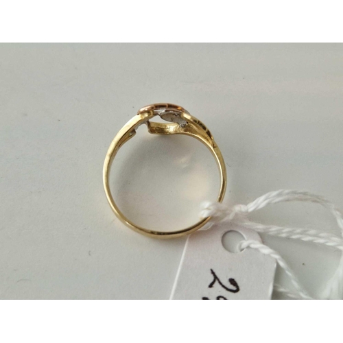 298 - A three colour gold ring 14ct gold size P 2.9 gms