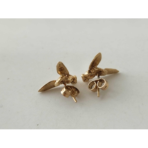 353 - A pair of bug earrings 9ct 2.2 gms