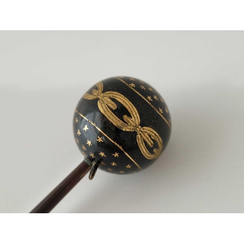 357 - A large Victorian tortoiseshell pique hair pin