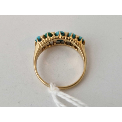 366 - A Five Stone Turquoise Ring 18Ct Gold Size O 4 Gms