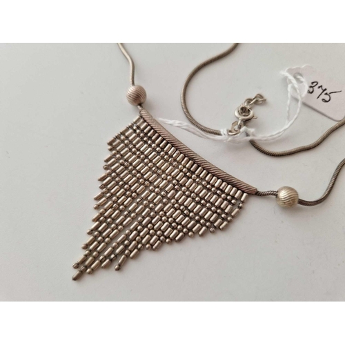 375 - A silver tassel necklace 14 inch