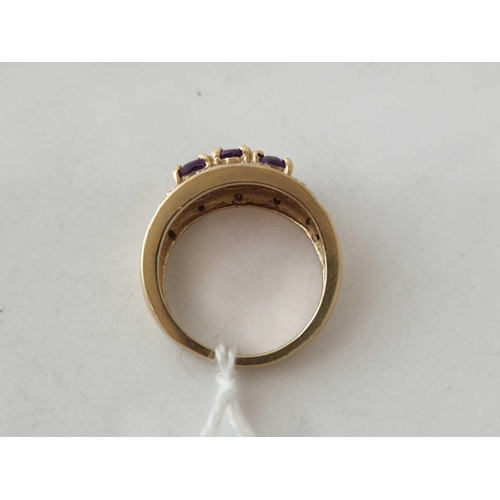 436 - A amethyst and diamond ring 9ct size L 4 gms