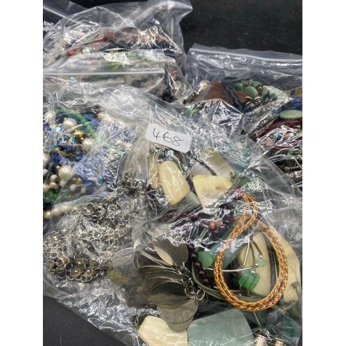 468 - Four large bags of assorted costume jewellery