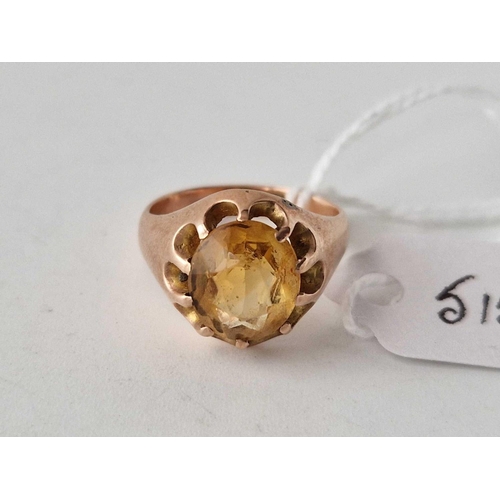 515 - A antique citrine ring 9ct size L 4.5 gms