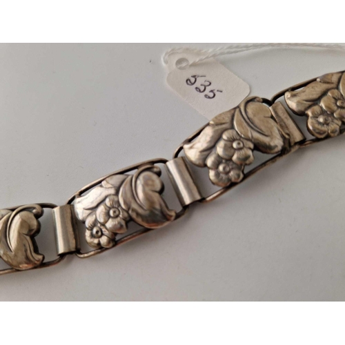 535 - A vintage Danish silver panel bracelet 7 inch