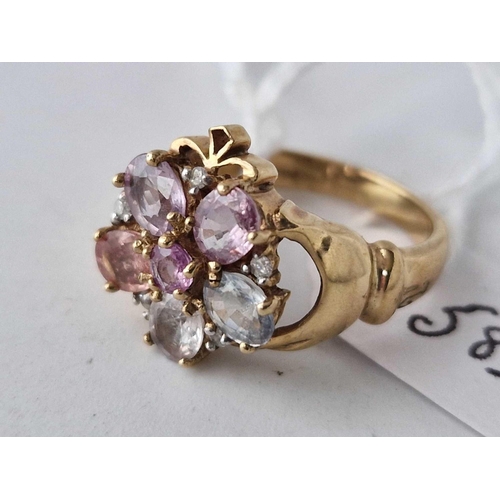 582 - A multi stone cluster ring 9ct size N 4.1 gms