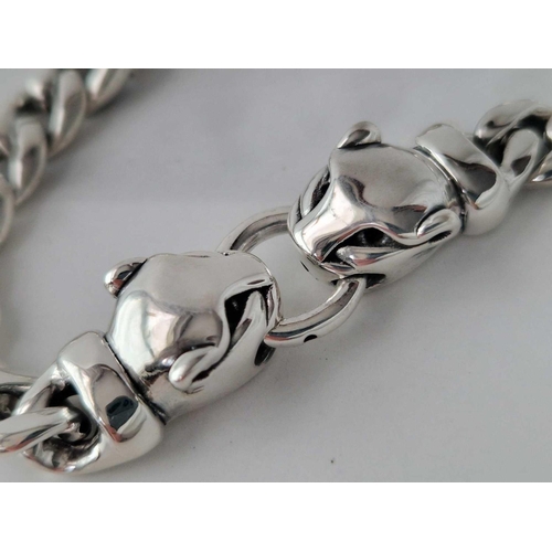 591 - A silver panther link bracelet 7.5 inch 19.1 gms