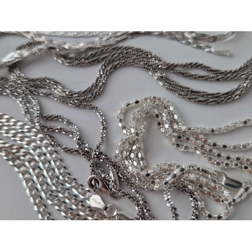 592 - Ten silver chains 50 gms