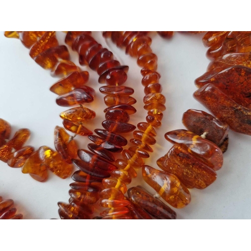 593 - Two amber bead necklaces