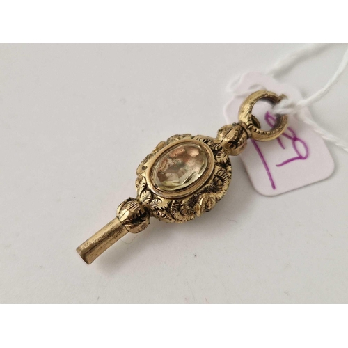 629 - A antique stone set watch key