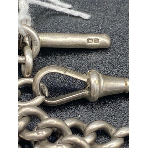 709 - A silver albert watch chain 14 inch 40 gms