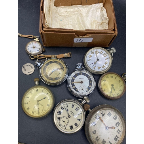 711 - Eight assorted pocket watches including SERVICES INGERSOLL ETC.