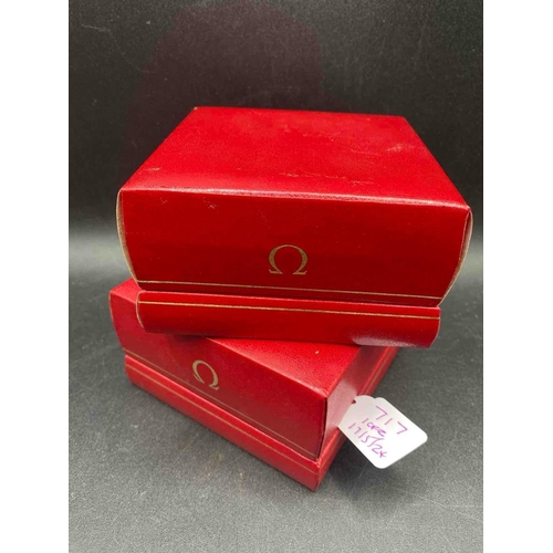 717 - Two red OMEGA wrist watch boxes