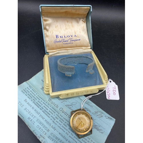 720 - A BULOVA automatic wrist watch in unusual original deco style box watch having seconds sweep W/O