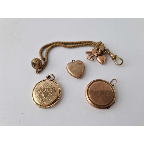 76 - Antique back & front 9ct ston set locket etc