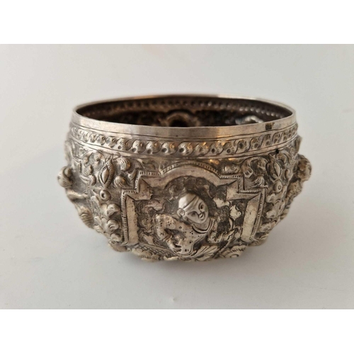 838 - A Good Silver Burmese REPOUSSE Bowl 156g