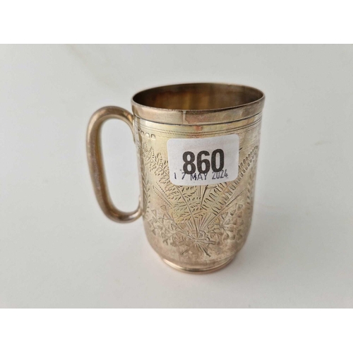 860 - An Exeter Victorian mug engraved with ferns, vacant cartouche, 4