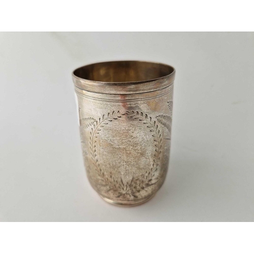 860 - An Exeter Victorian mug engraved with ferns, vacant cartouche, 4