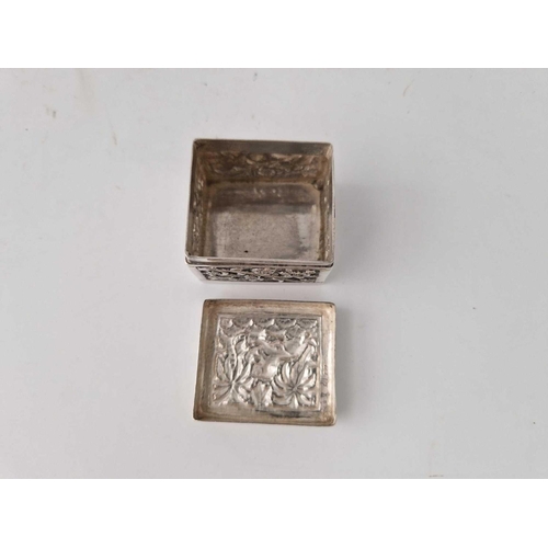 890 - An Indian box chased with foliage and animals, 1.5 inches square, 41 g