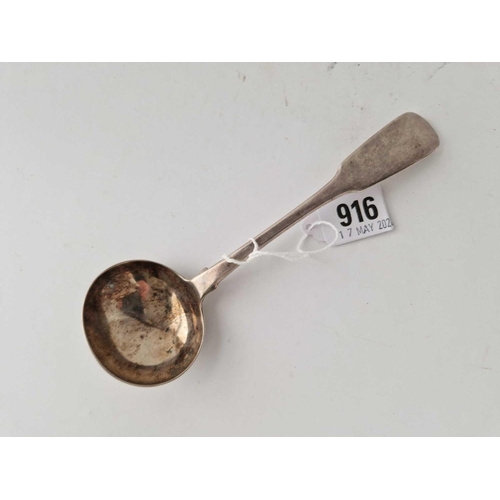 916 - A plain Georgian fiddle pattern sauce ladle, London 1831 by  WT, 56 g