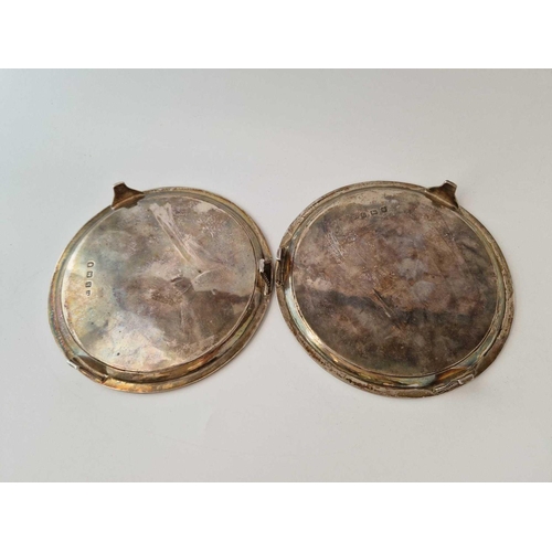 924 - A good pair of George III salvers with crested centres, beaded rims and three bracket feet, 7 inches... 