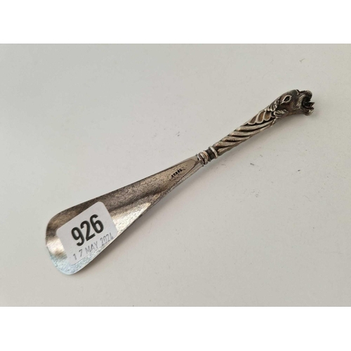 926 - A shoe horn with panther head finial