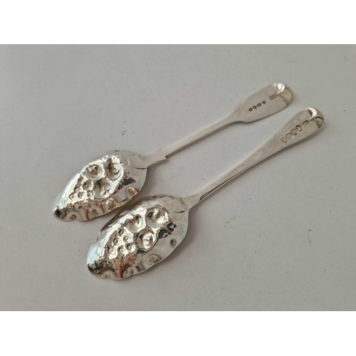 933 - Two similar Victorian berry spoons, one Exeter 1844, 34  g