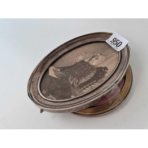 950 - Two photo frames, oval, open Spanish, 6.5 inches high, the other Birmingham 1913