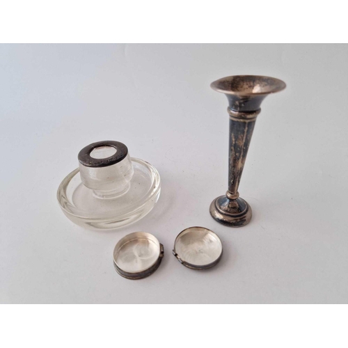 963 - A vase, pill box and a match holder