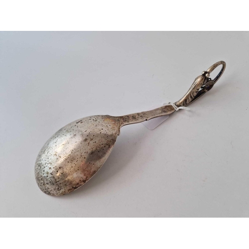 996J - Large Danish silver spoon with curved end 9 in long. 110gms