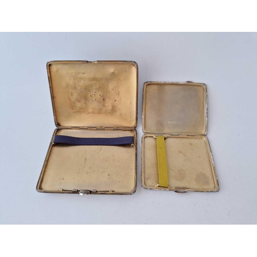 996R - Two cigarette cases, one applied with a crest. 220gms