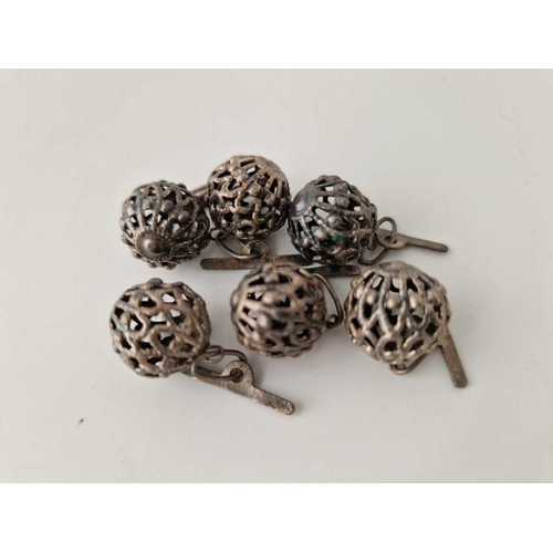 112 - Set of 6 Victorian pierced spherical buttons