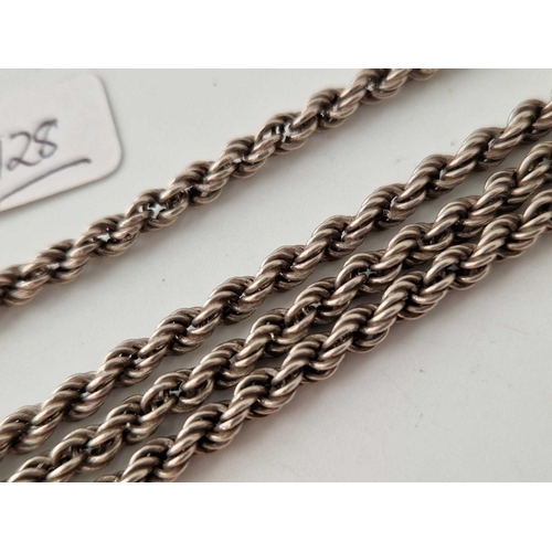 128 - A silver rope twist necklace 30� long