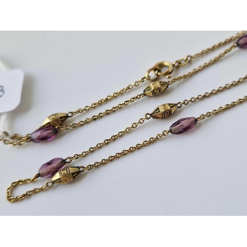 133 - A Victorian fancy necklace with purple stones, 9ct, 17 inch, 3.4 g