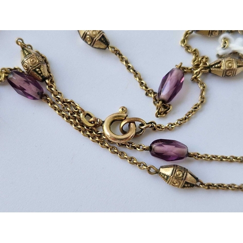 133 - A Victorian fancy necklace with purple stones, 9ct, 17 inch, 3.4 g