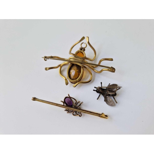 139 - Three antique bug brooches