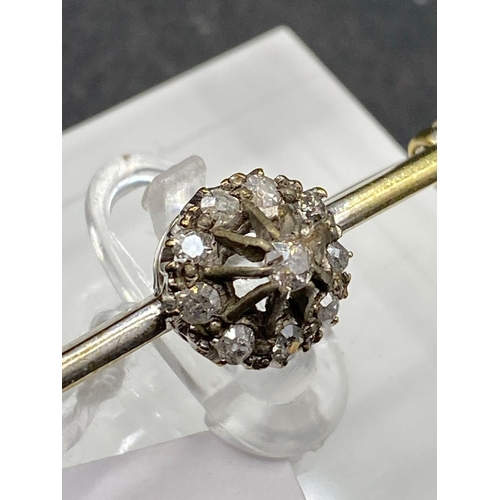 157 - A diamond star cluster bar brooch