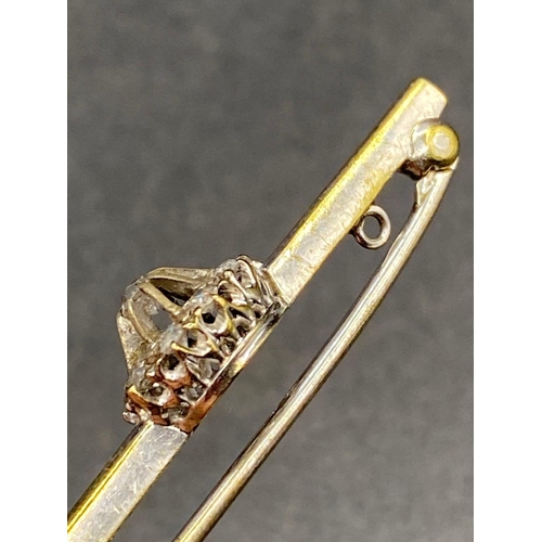 157 - A diamond star cluster bar brooch